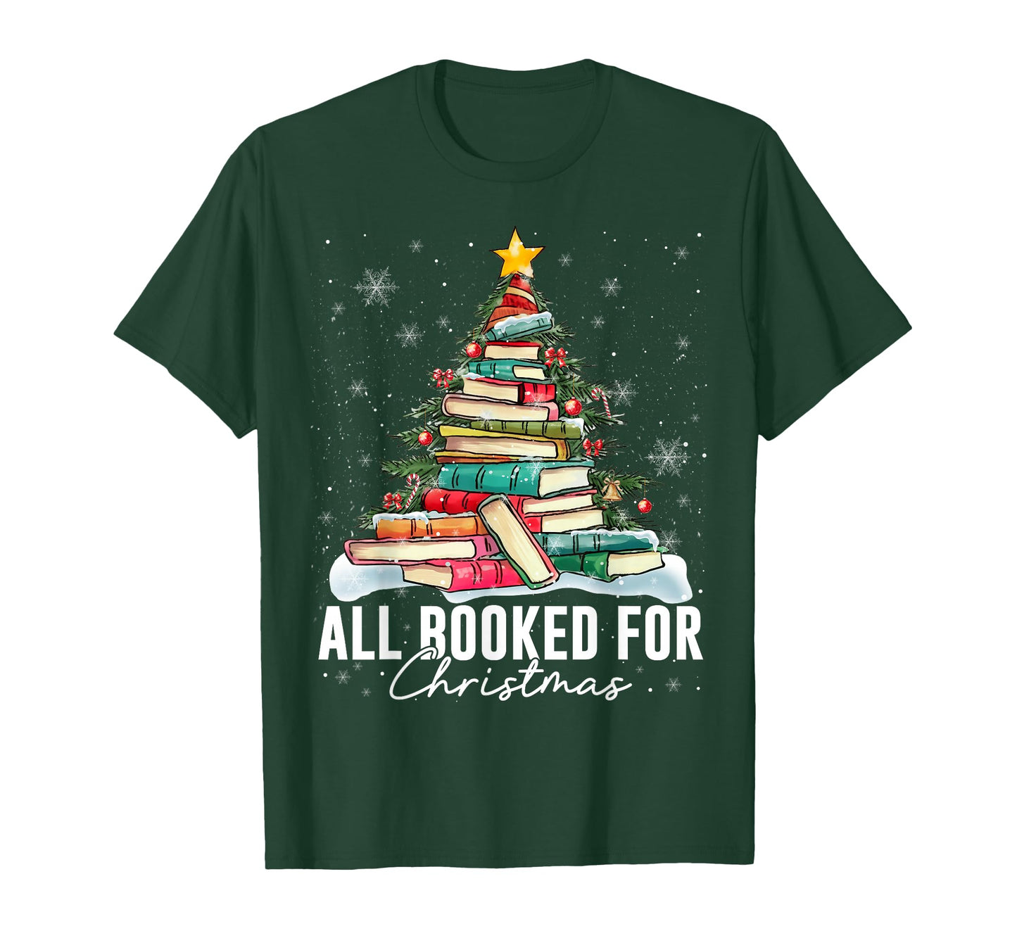 All Booked for Christmas Book Christmas Tree Lights Xmas T-Shirt