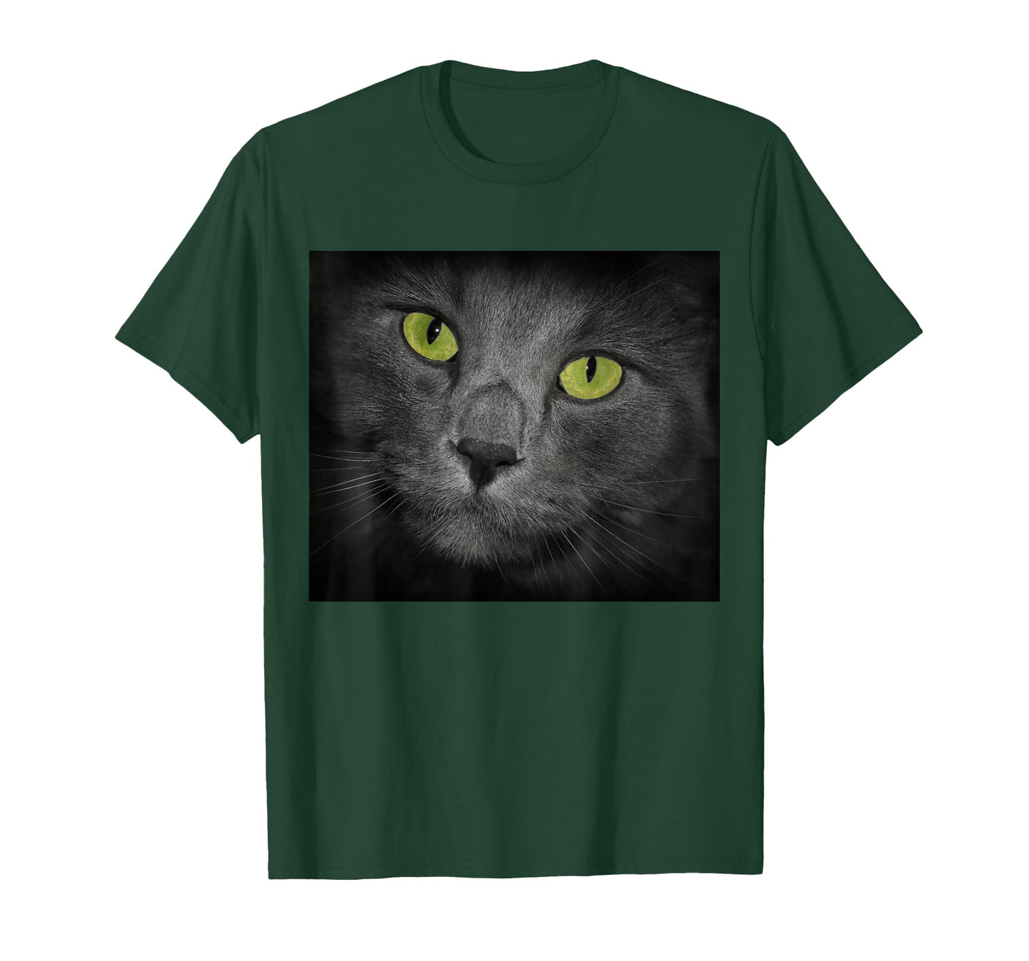 Cat with Green Eyes Gray Fur T-Shirt