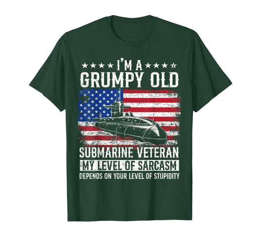 I'm A Grumpy Old Submarine Veteran Flag USA Submariner T-Shirt