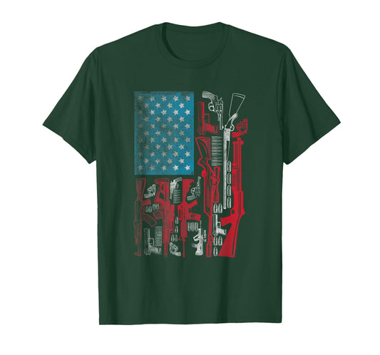 American Flag Guns Riffles Bullets US Flag Weapon Ammo Lover T-Shirt