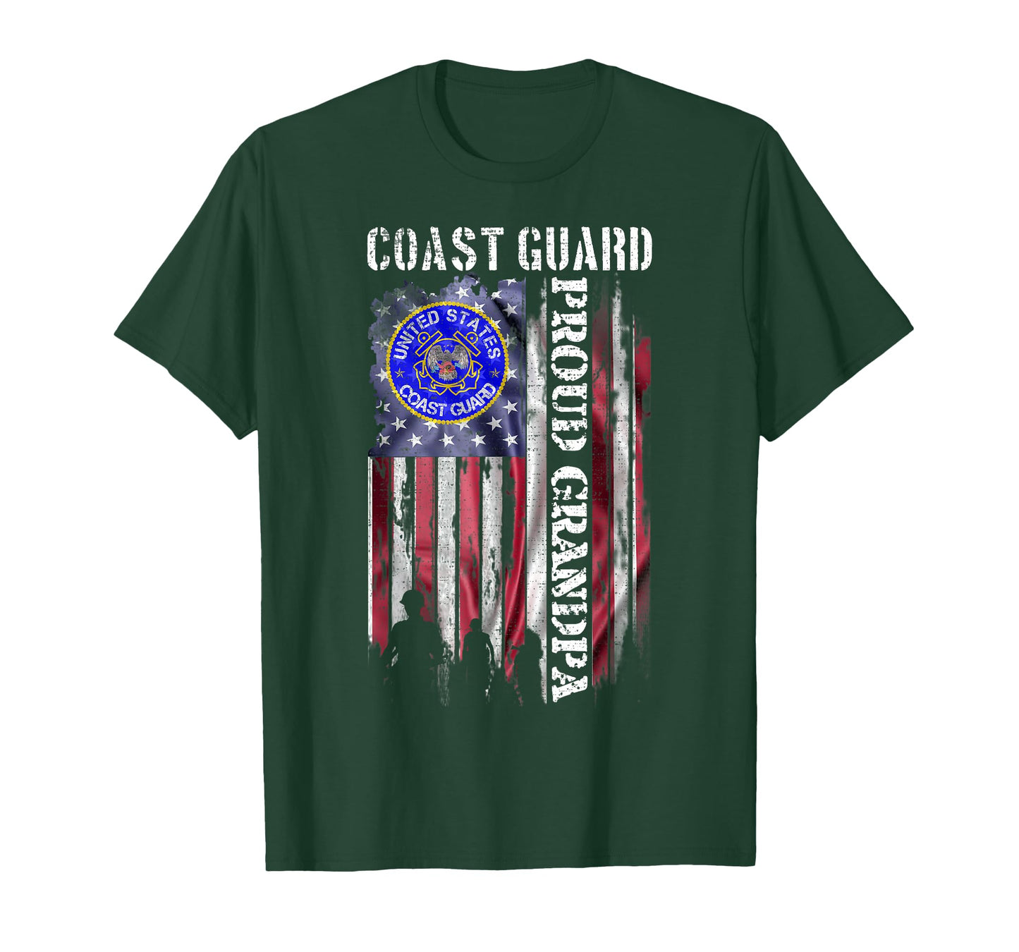 Vintage USA American Flag US Coast Guard Proud Grandpa Funny T-Shirt