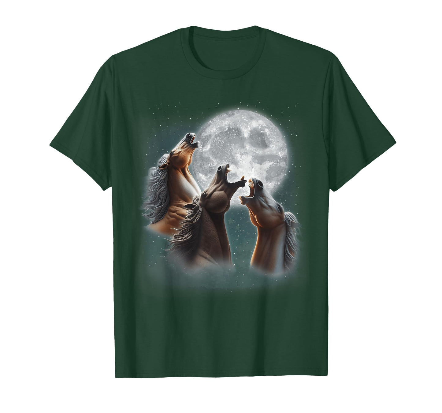 3 Horses Howling At The Moon Funny Horse Lover Equestrian T-Shirt