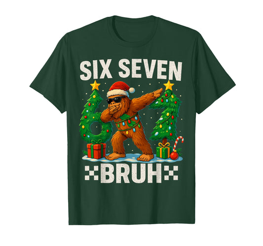 Bruh 67 Six Seven Santa Bigfoot Dabbing Christmas Boys Kids T-Shirt