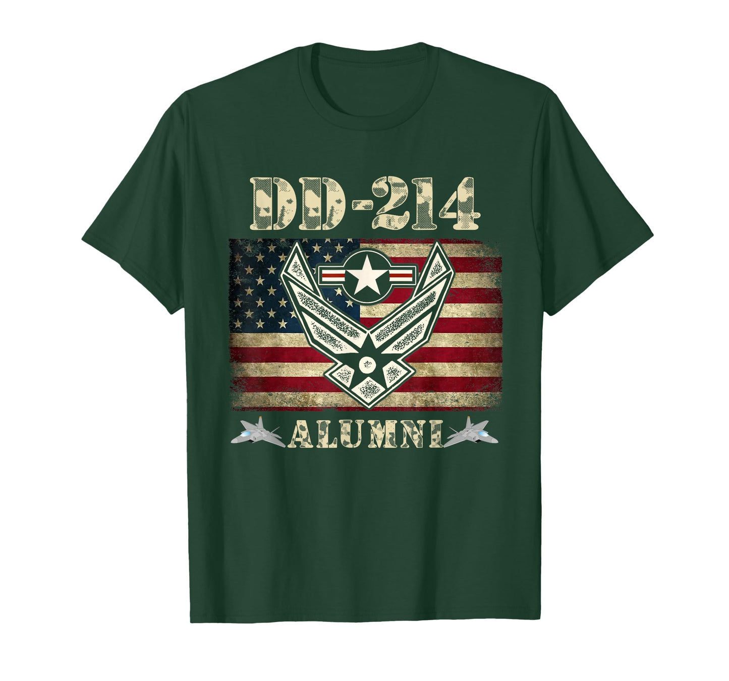DD-214 Alumni Air Force Military Veteran American Flag USAF T-Shirt
