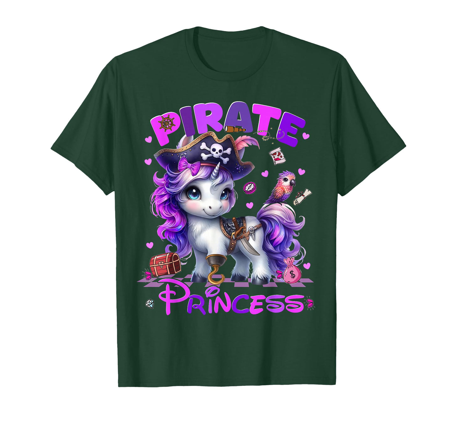 Pirate Princess Cute Unicorn Hallooween Costumes Girl T-Shirt