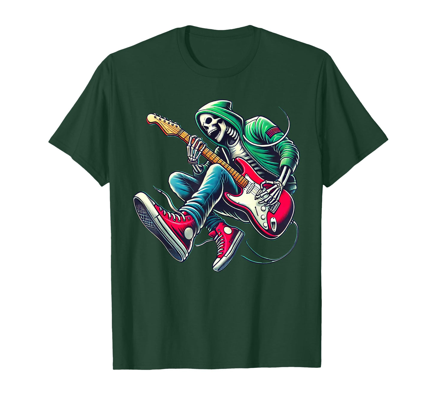 Skeleton Playing Guitar - Rock And Roll Graphic Band T-Shirt