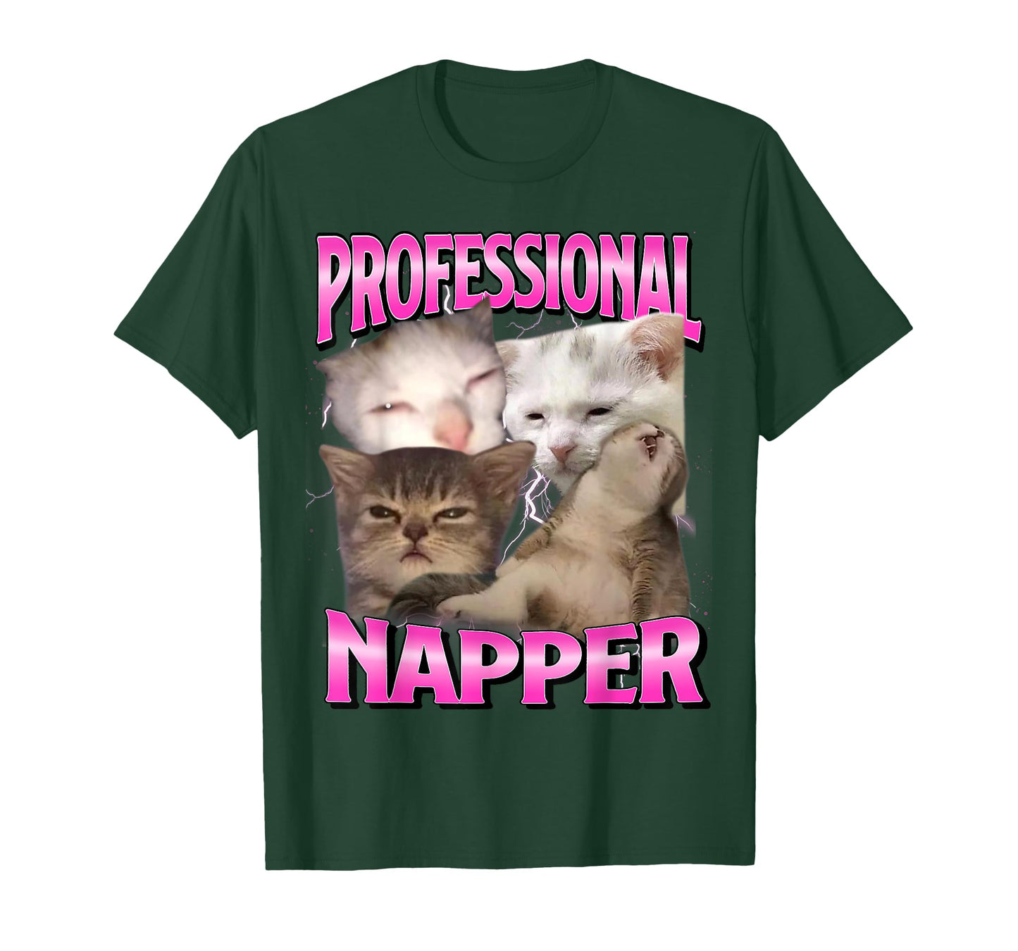 Professional Napper Silly Sleepy Cat Funny Cats Meme Humor T-Shirt