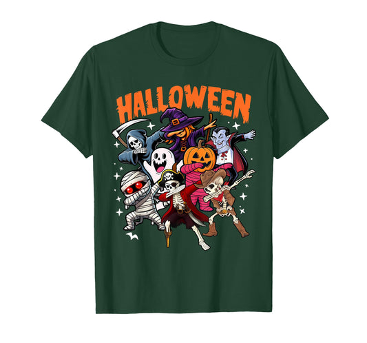 Dabbing Halloween Skeleton Pirate Boo Pumpkin Mummy Boy Kids T-Shirt