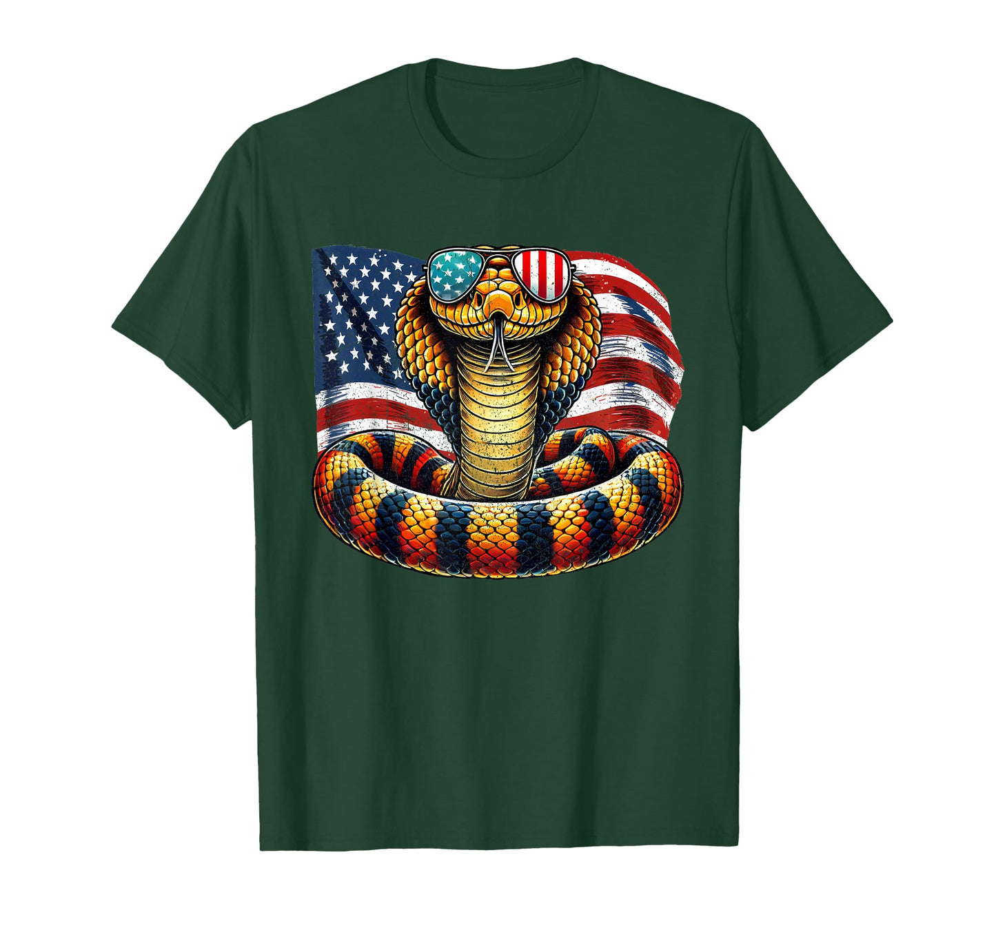 Vintage King Snake Patriotic US Flag Sunglasses 4th Of July T-Shirt