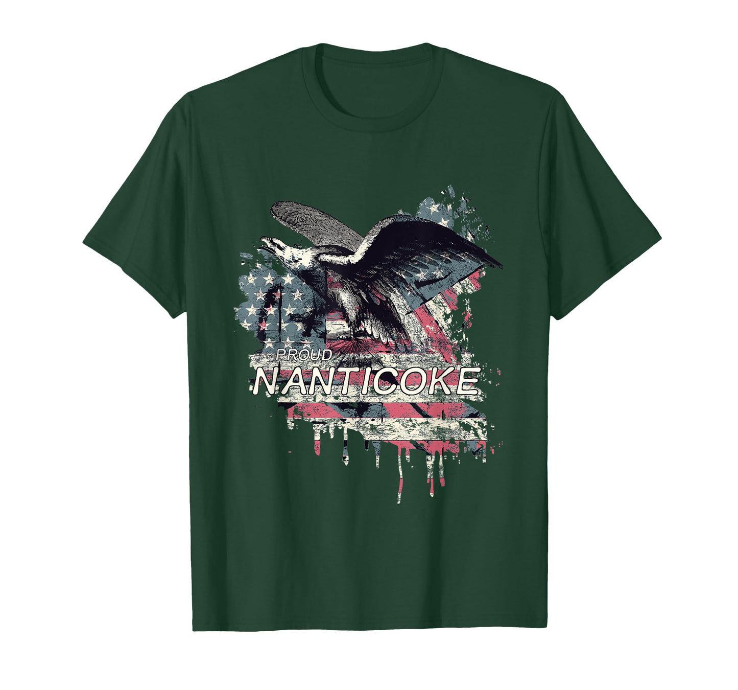 Nanticoke American Indian Tribe Old theme USA Flag Eagle Women Men T-Shirt