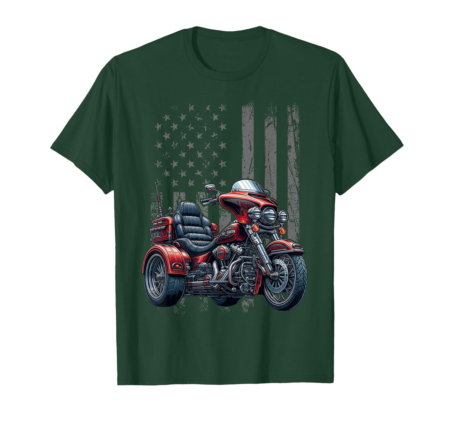 3 Wheels Motorcycle Trike Patriotic American Flag Trike T-Shirt