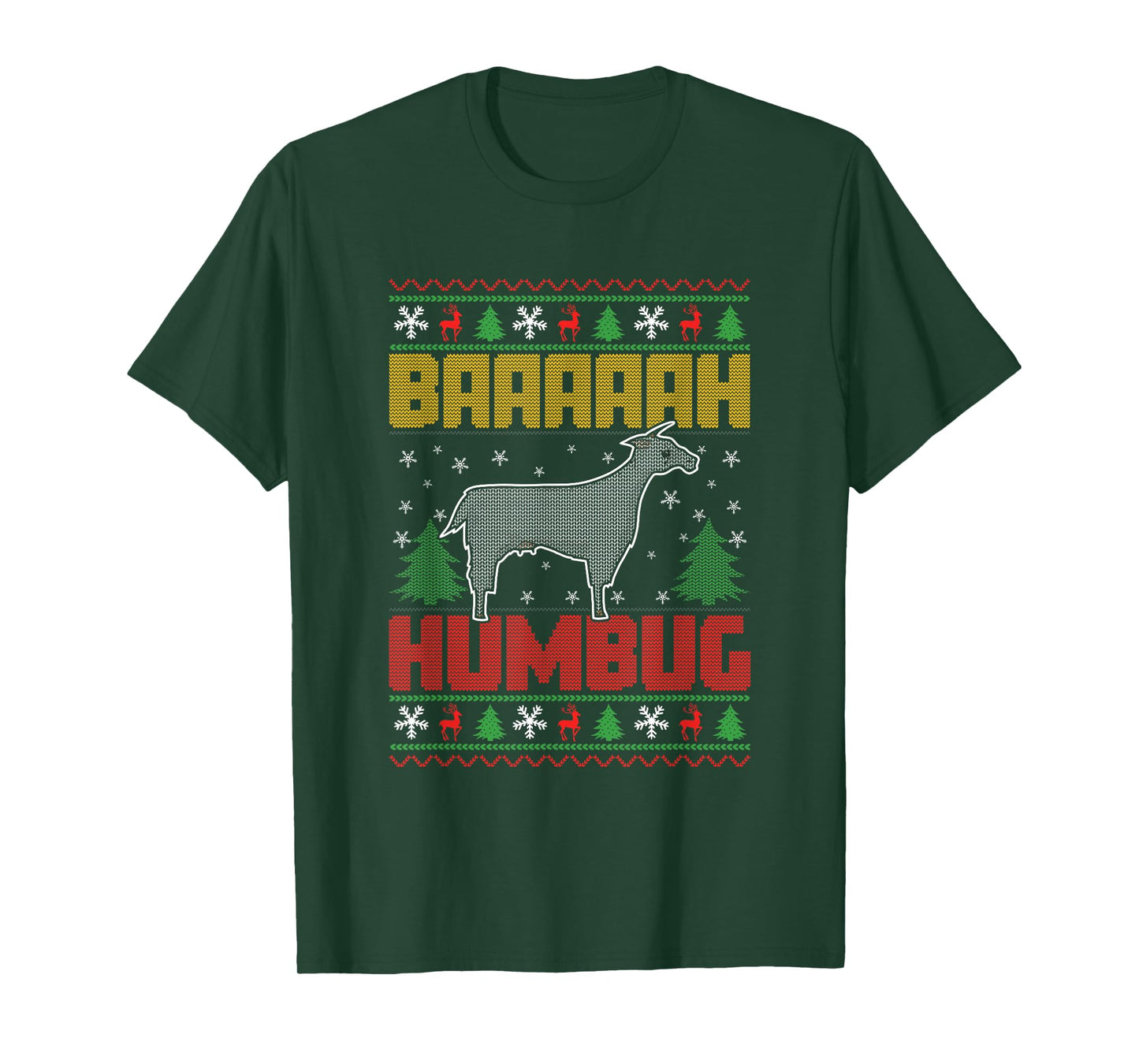 Bah Humbug Goat Lover Farm Animals Ugly Christmas Goat T-Shirt