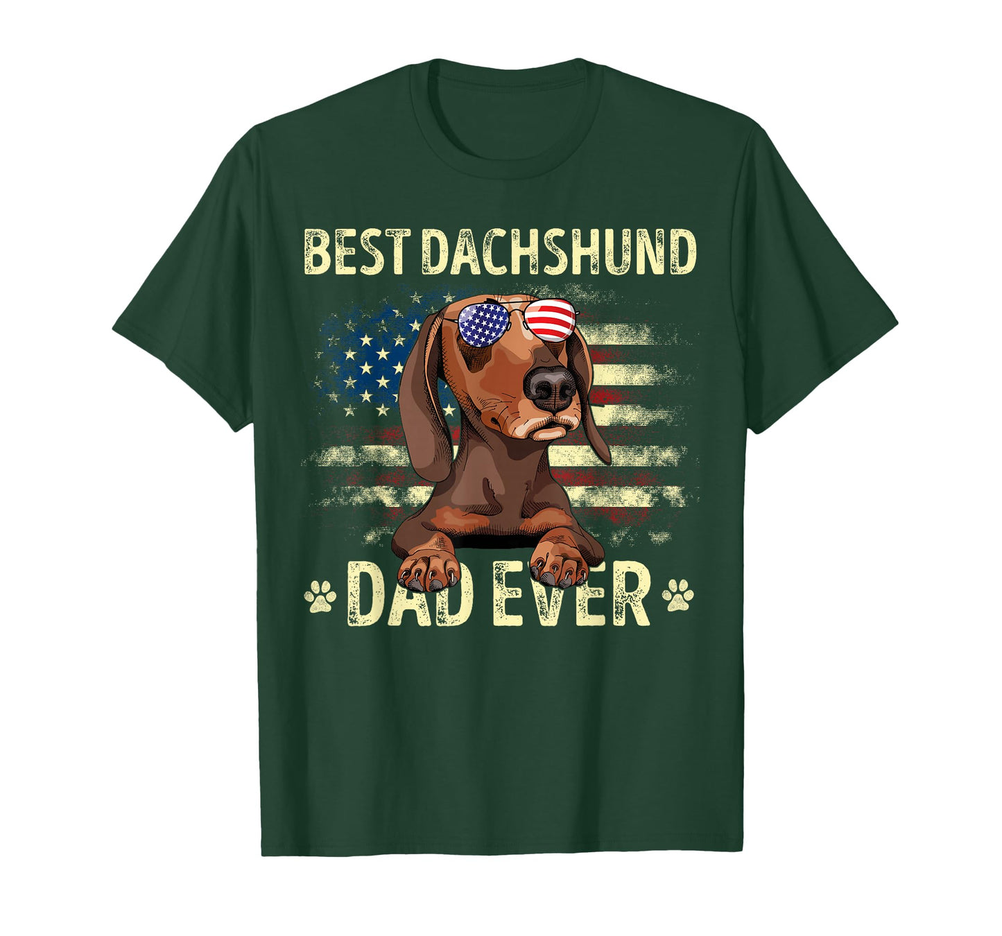 Dachshund Dad Flag American Best Dog Dad Ever Dachshund Men T-Shirt