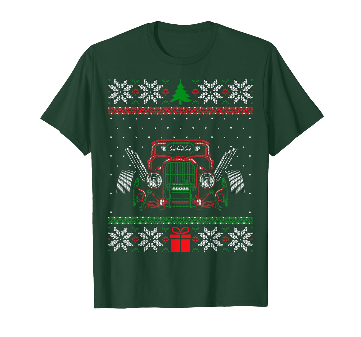 Custom Hot Rod Garage Ugly Christmas Vintage Hotrod Car Guy T-Shirt