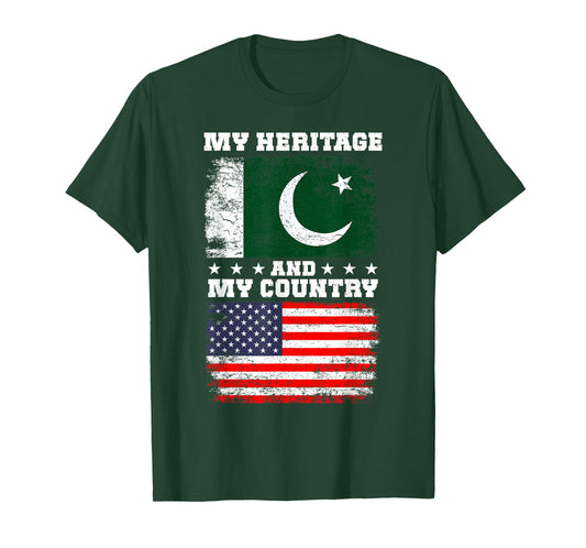 Pakistani Heritage Uniform American Outfit US Pakistan Flag T-Shirt