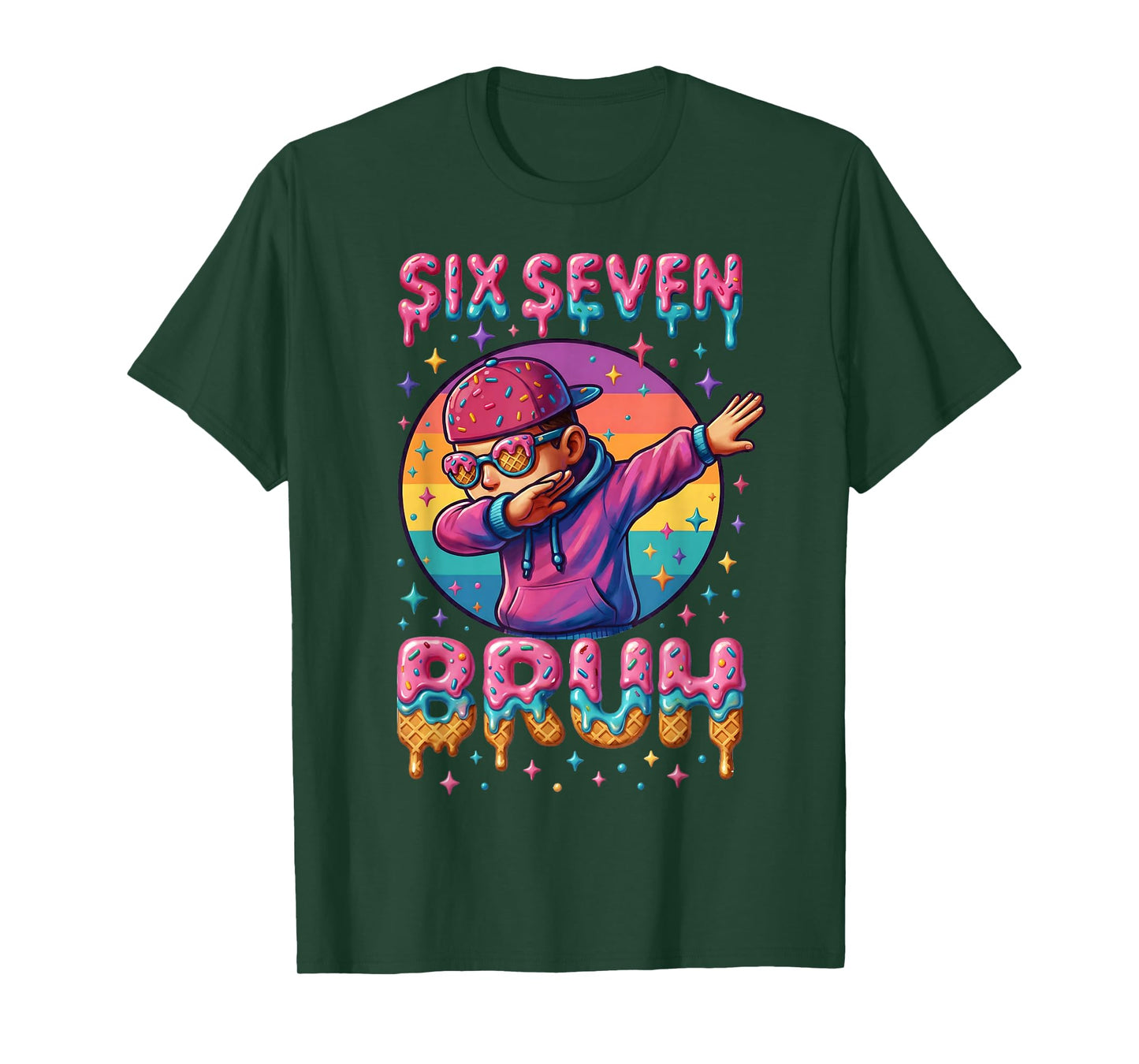 67 Meme Bruh Ice Cream Drip 6 7 Numbers Dabbing Six Seven T-Shirt