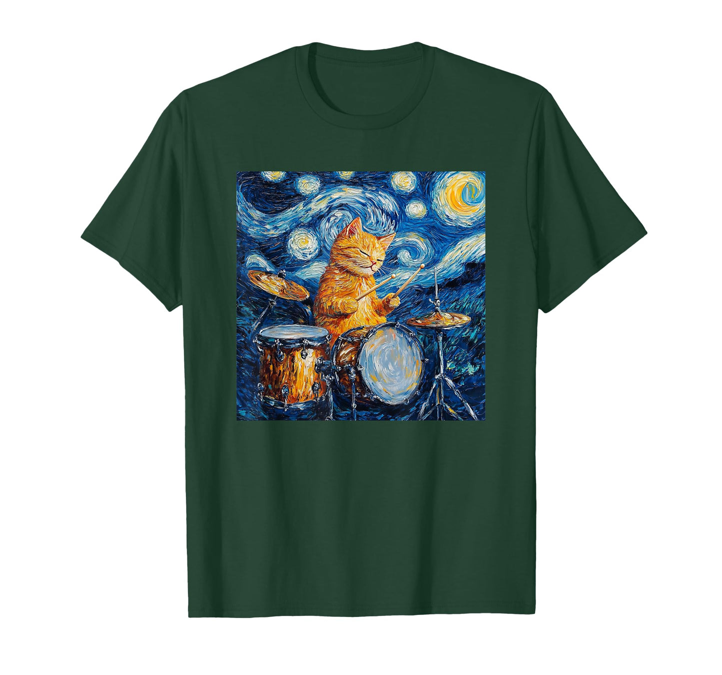 Funny Drums Cat Drummer Shirt Men Womens Kids T-Shirt