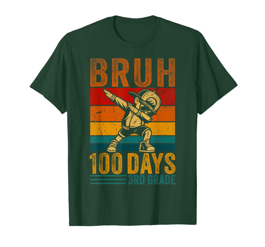 Bruh 100 Days of School 3rd Grade 100th Day Dabbing Boys Boy T-Shirt