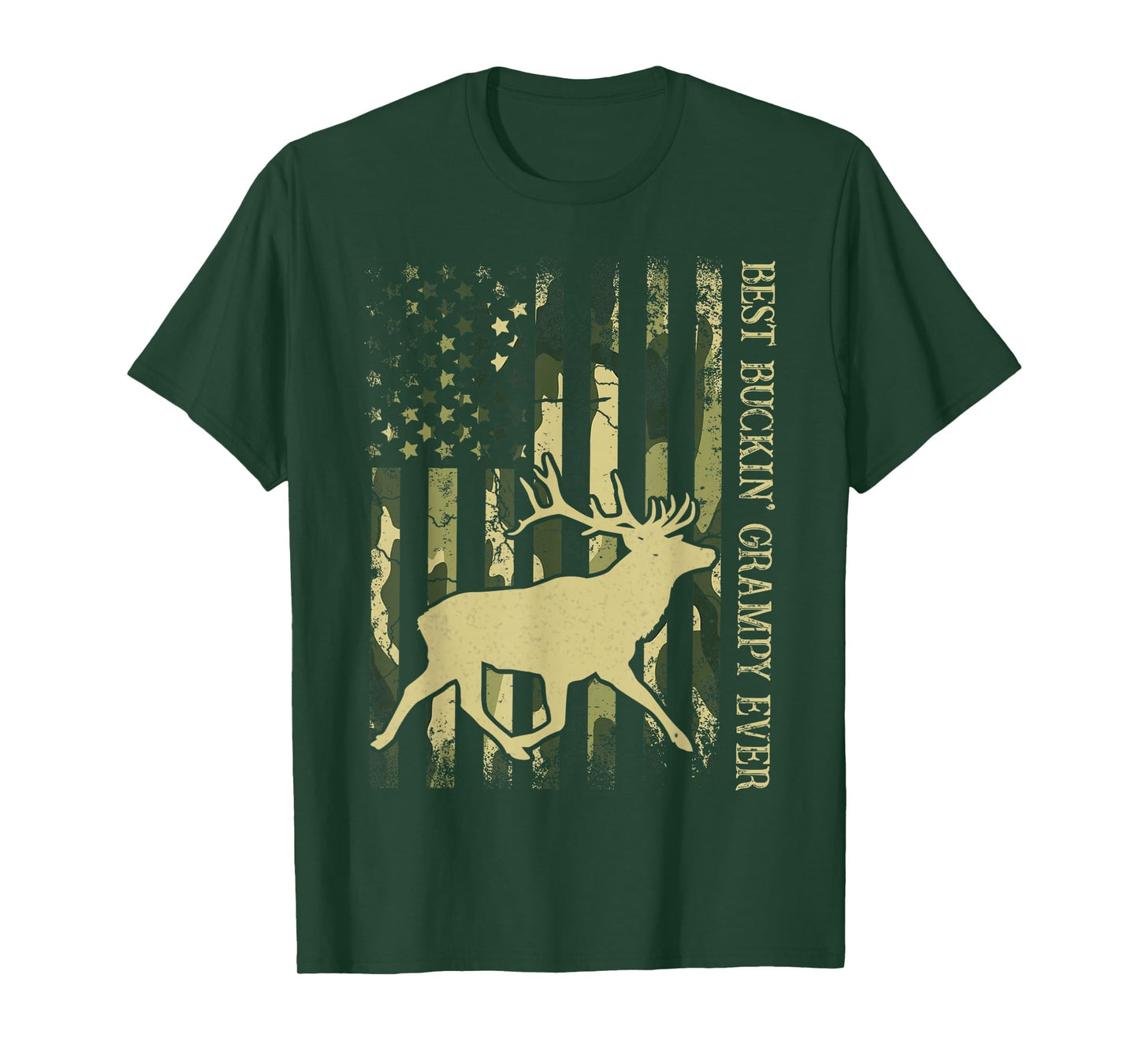 Best Buckin' Grampy Ever Camo American Flag Deer Hunting T-Shirt