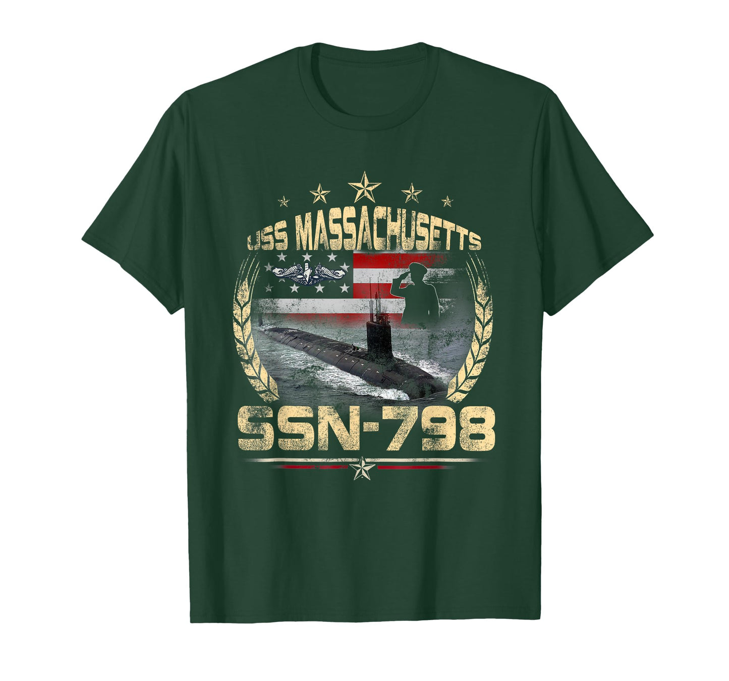 SSBN-798 Submarine Veteran Patriotic USA Flag Veterans Day T-Shirt