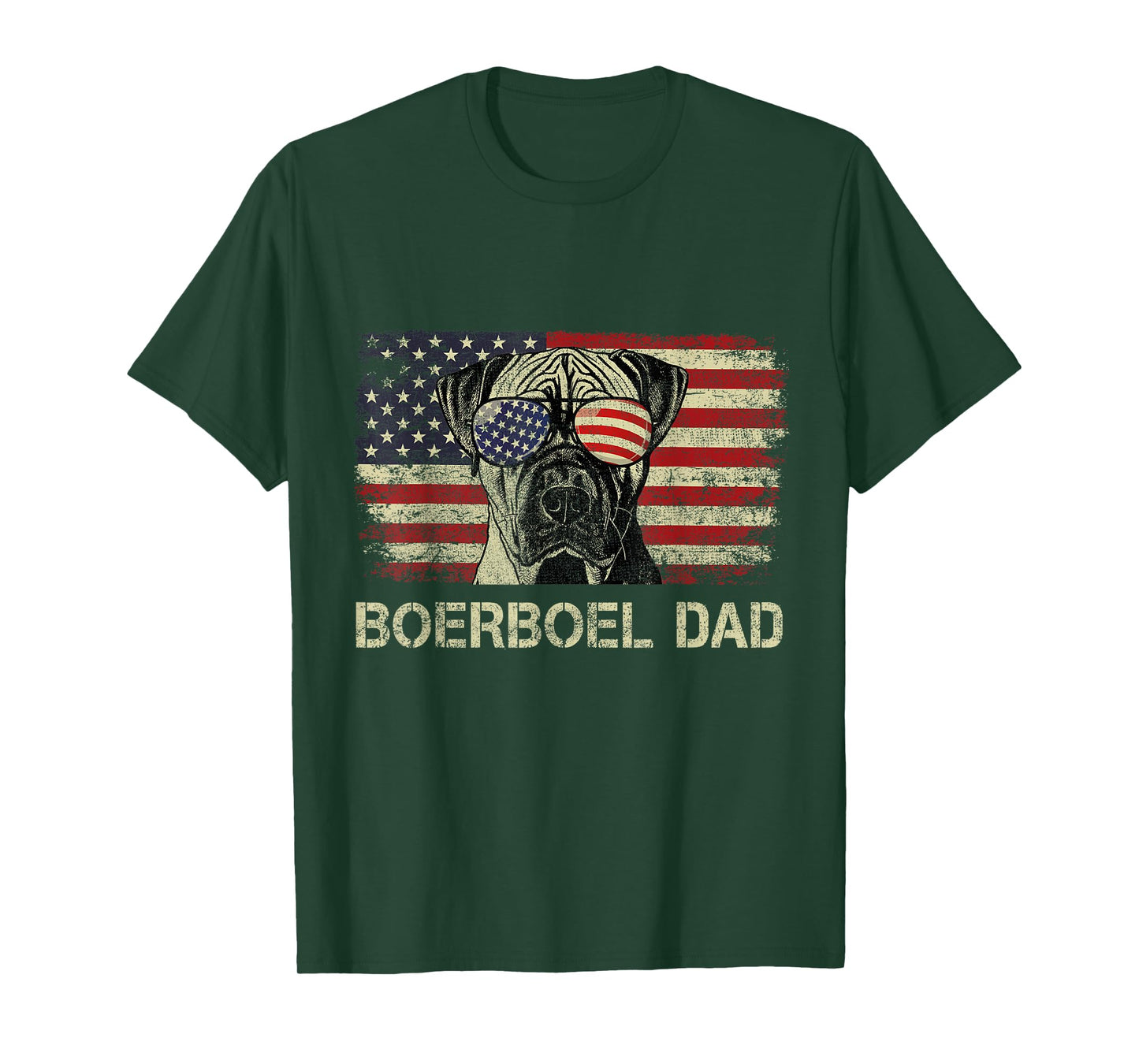 Boerboel Dad Dog Lovers American Flag 4th Of July T-Shirt