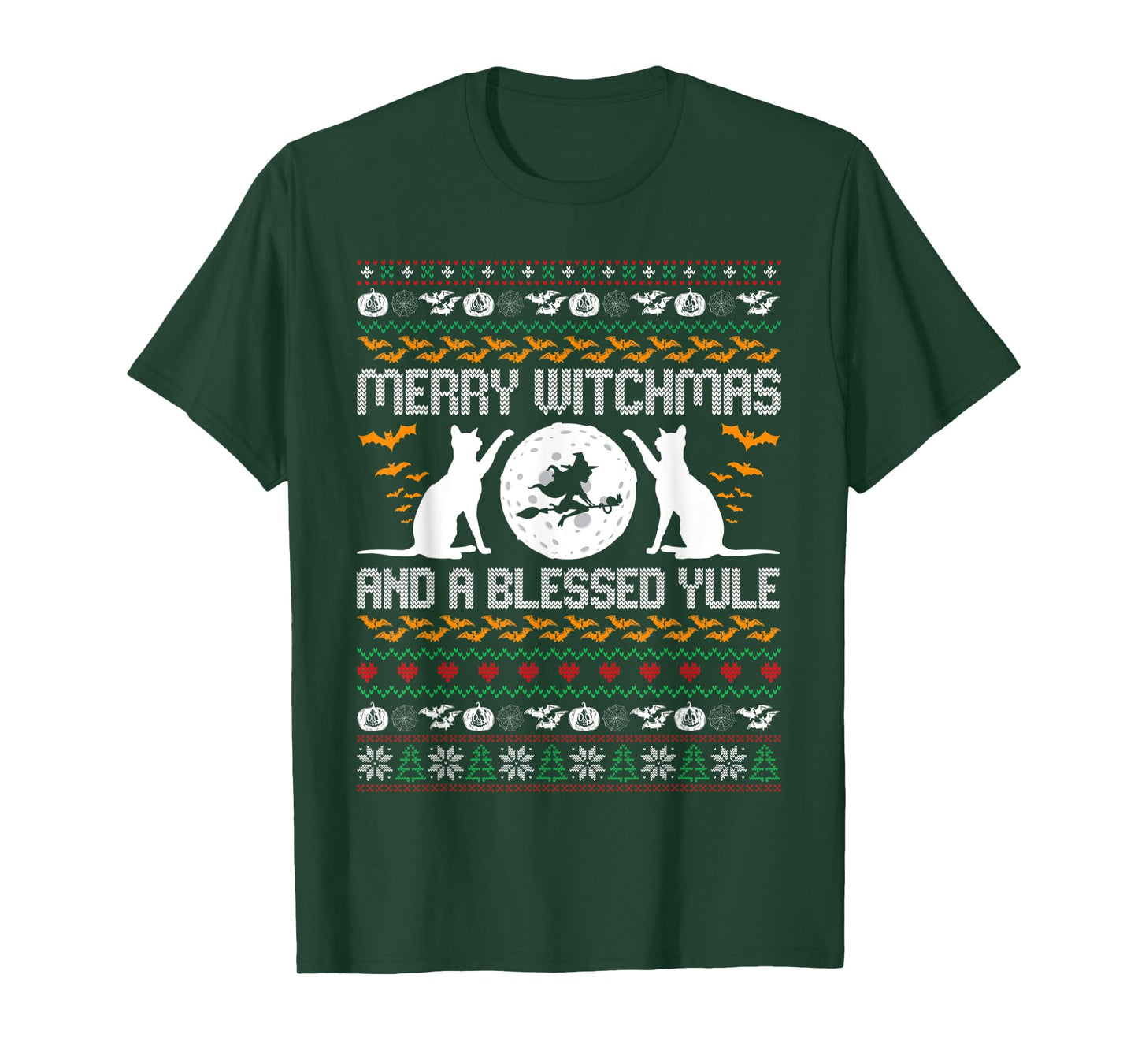 Merry Witchmas Funny Cat Lover Christmas Ugly Xmas Sweater T-Shirt for Men Women