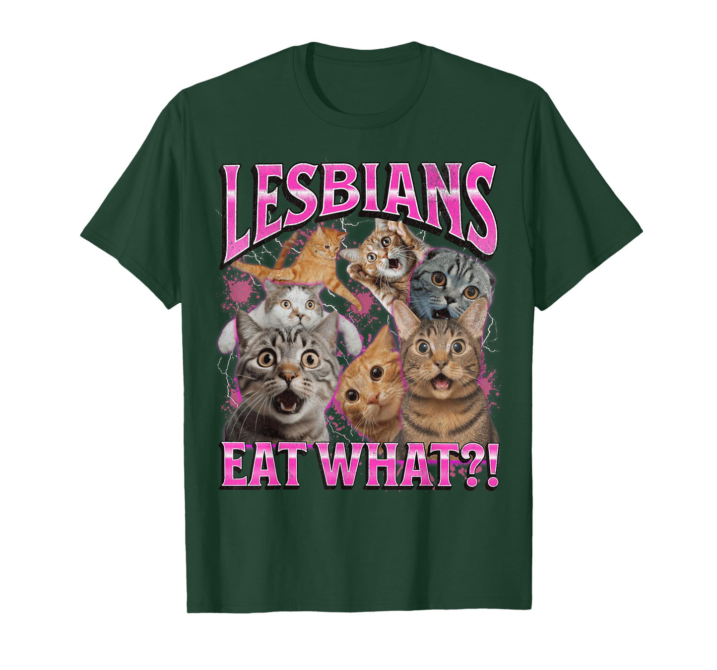 Lesbians Eat What?! Funny Gay Cat Meme Bootleg Graphic Men Women T-Shirt