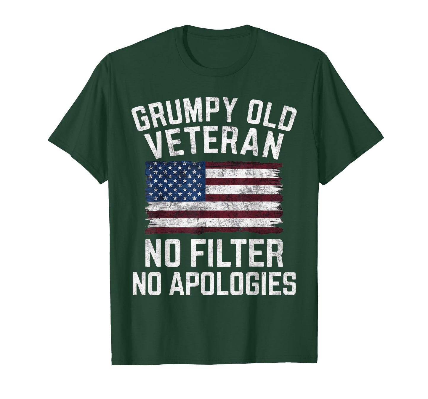 Old Vet Military Veteran Funny American Flag Grumpy T-Shirt