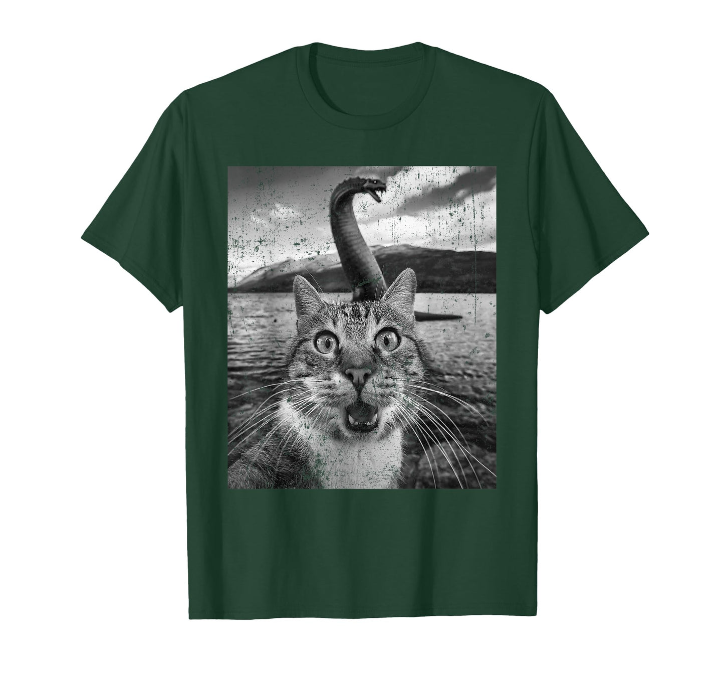 Funny Cat Selfie Loch Ness Monster Nessie Cat Lover T-Shirt