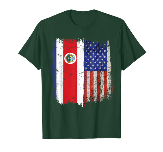Costa Rican American Flag Costa Rica USA Pride T-Shirt