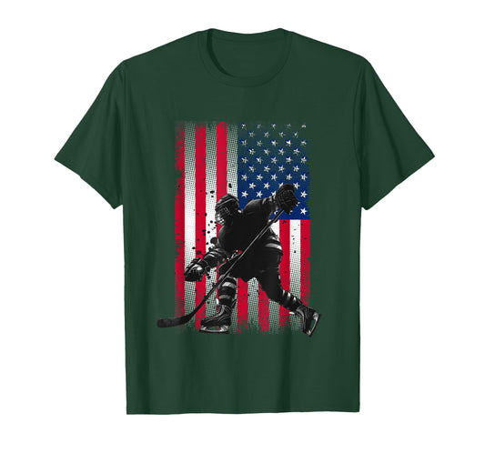 American Flag Hockey Women Kids Men T-Shirt
