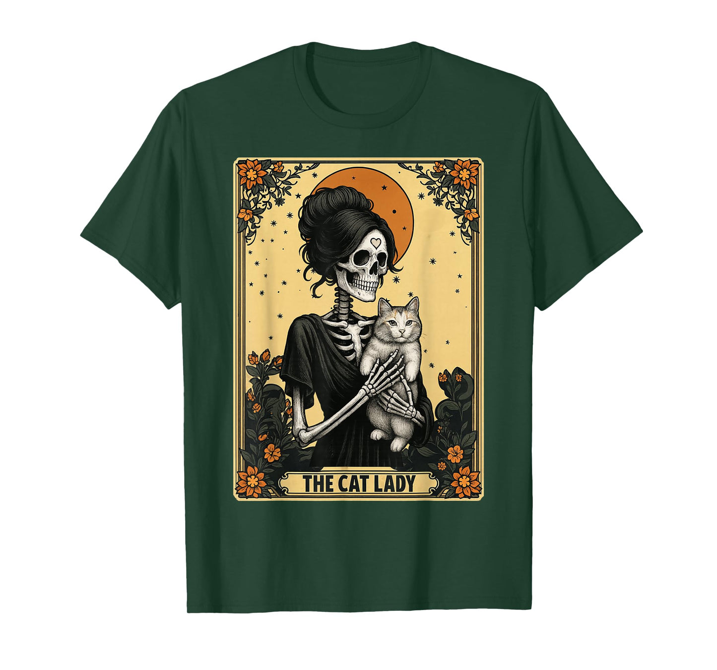 The Cat Lady Tarot Card Skeleton Cat Lover Witchy Women T-Shirt
