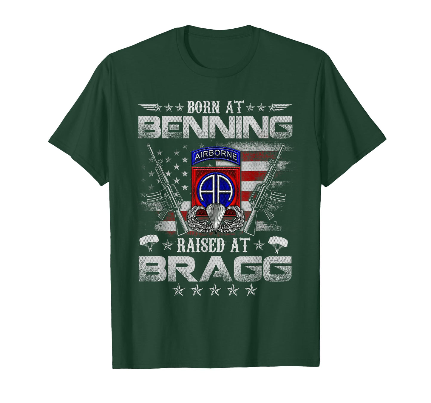 82nd Airborne Division Born At Ft Benning Raised Fort Bragg T-Shirt