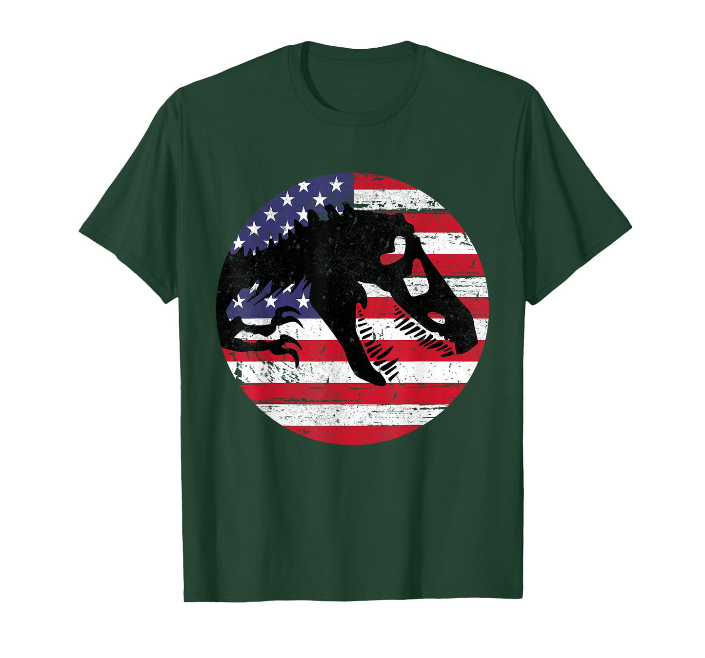 Dino Fossi USA Flag Patriotic Dinosaur T-Rex 4th Of July Women Men T-Shirt