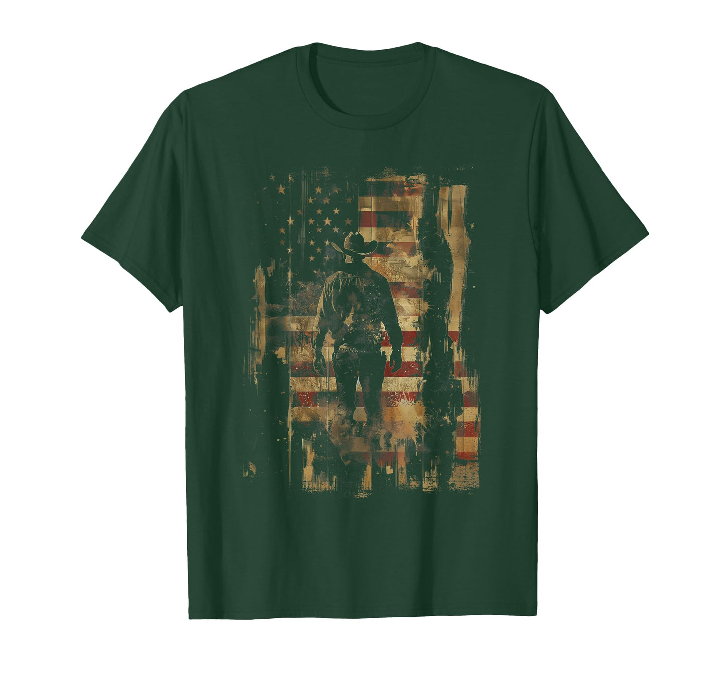 Country Outlaw Western Southern Cowboy USA Patriotic Flag T-Shirt