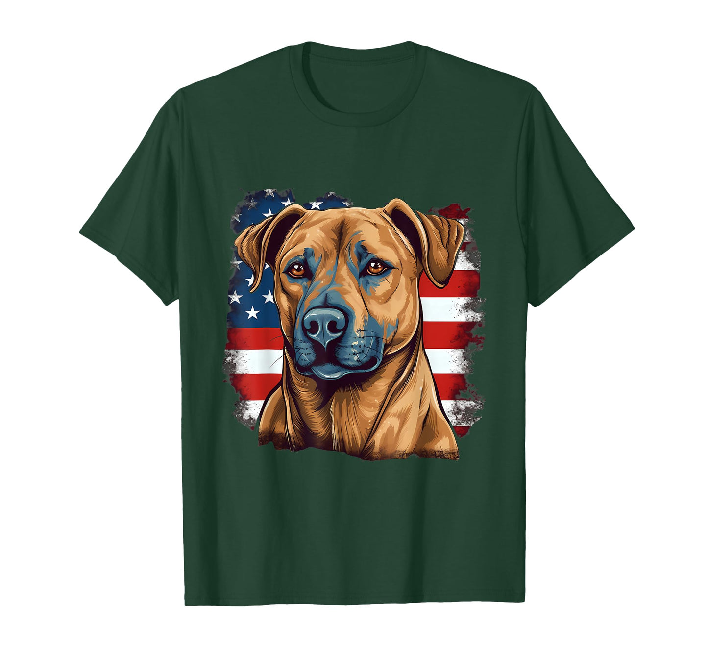 4th Of July US Flag Black Mouth Cur Dog T-Shirt