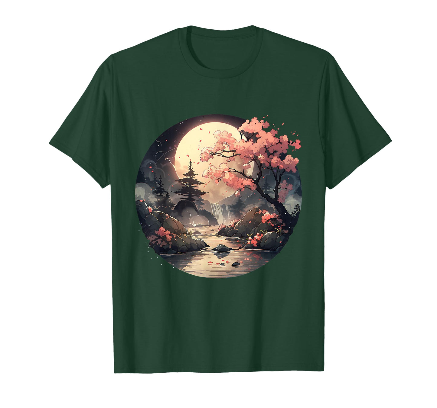 Vintage Cherry Blossom Woodblock Tee Japanese Graphical Art T-Shirt