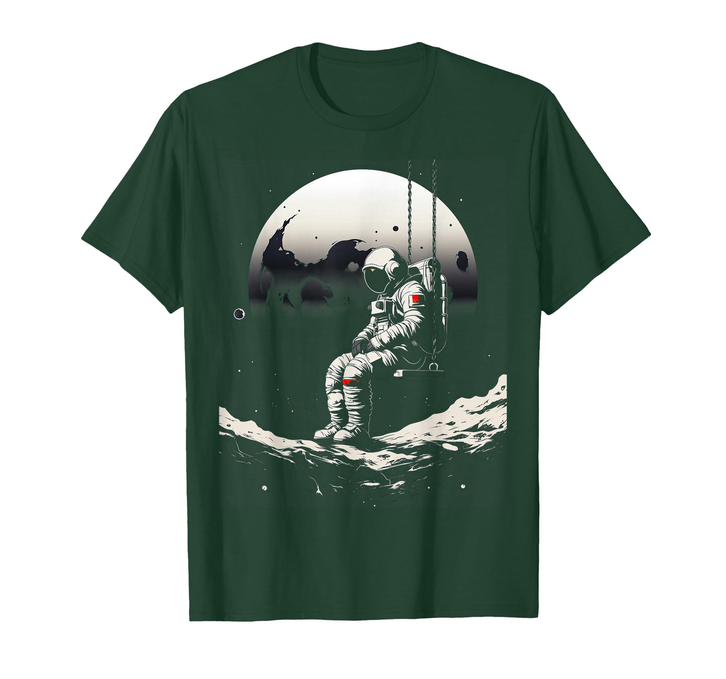 astronaut sitting on a swing in space stars moon T-Shirt