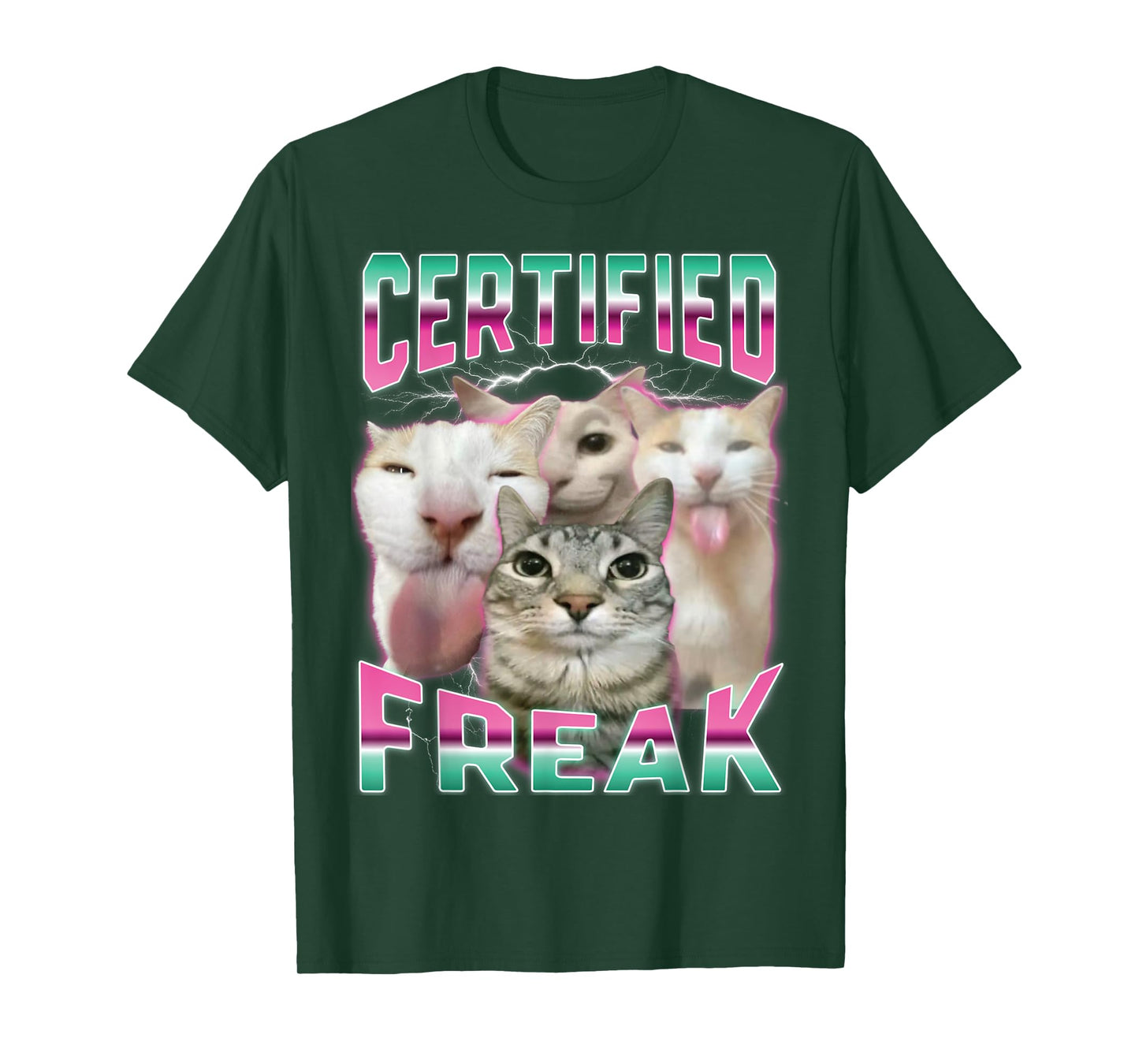 Certified Freak Funny Cat Meme Cursed Silly Staring Cat T-Shirt for Men Women Kids