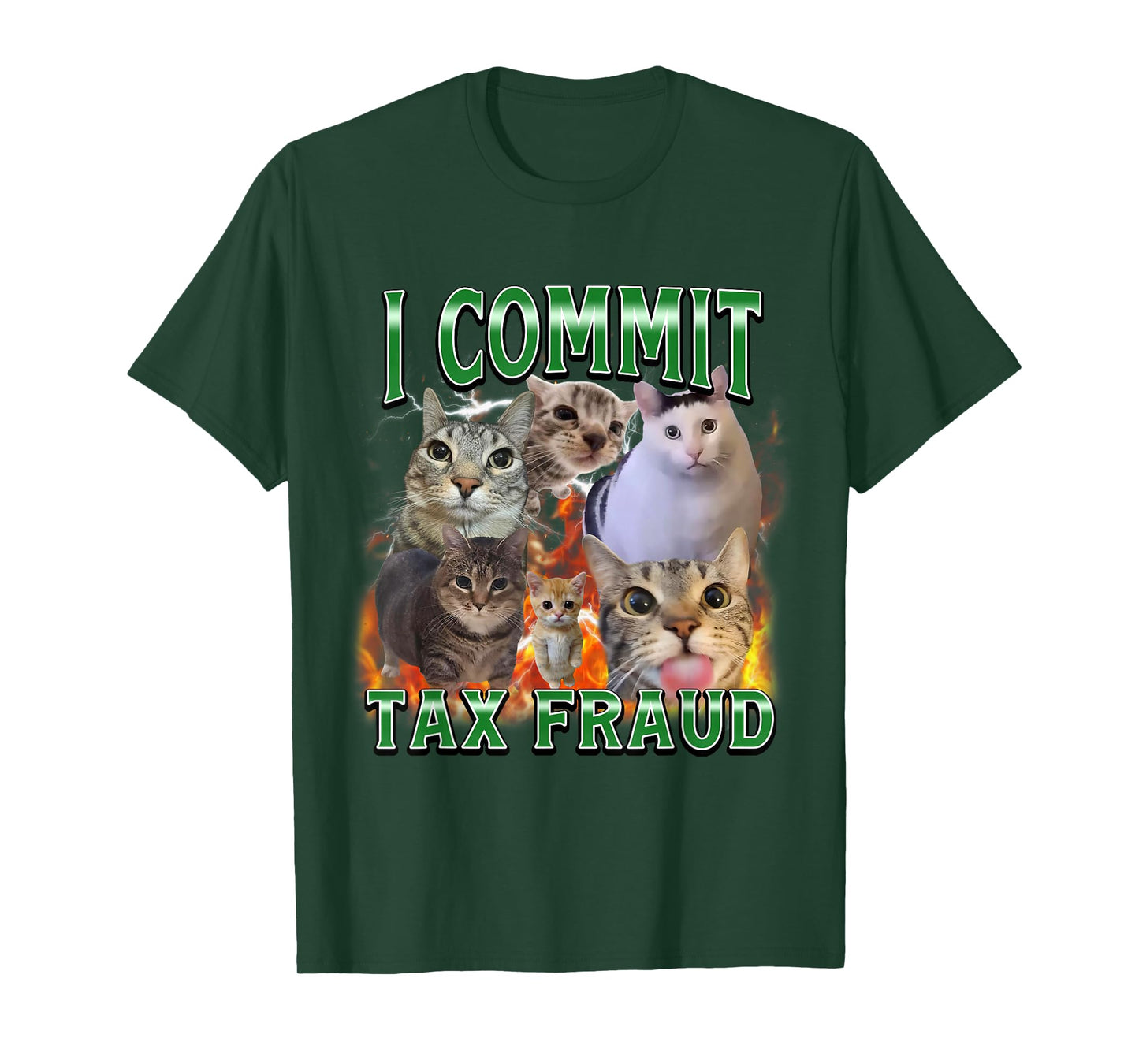 I Commit Tax Fraud Funny Cat Meme Bootleg Graphic Men Women T-Shirt
