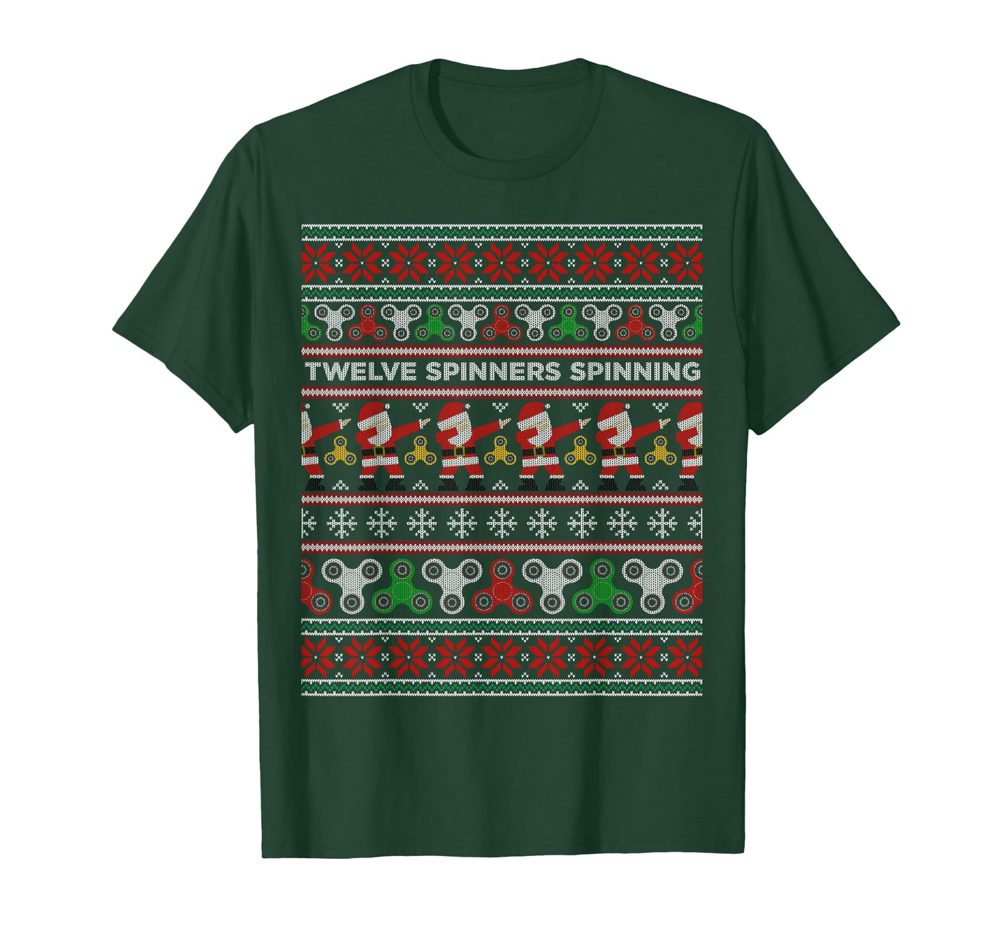 Fidget Spinner Ugly Christmas Sweater T-Shirt Dabbing Santa