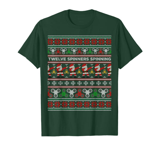 Fidget Spinner Ugly Christmas Sweater T-Shirt Dabbing Santa