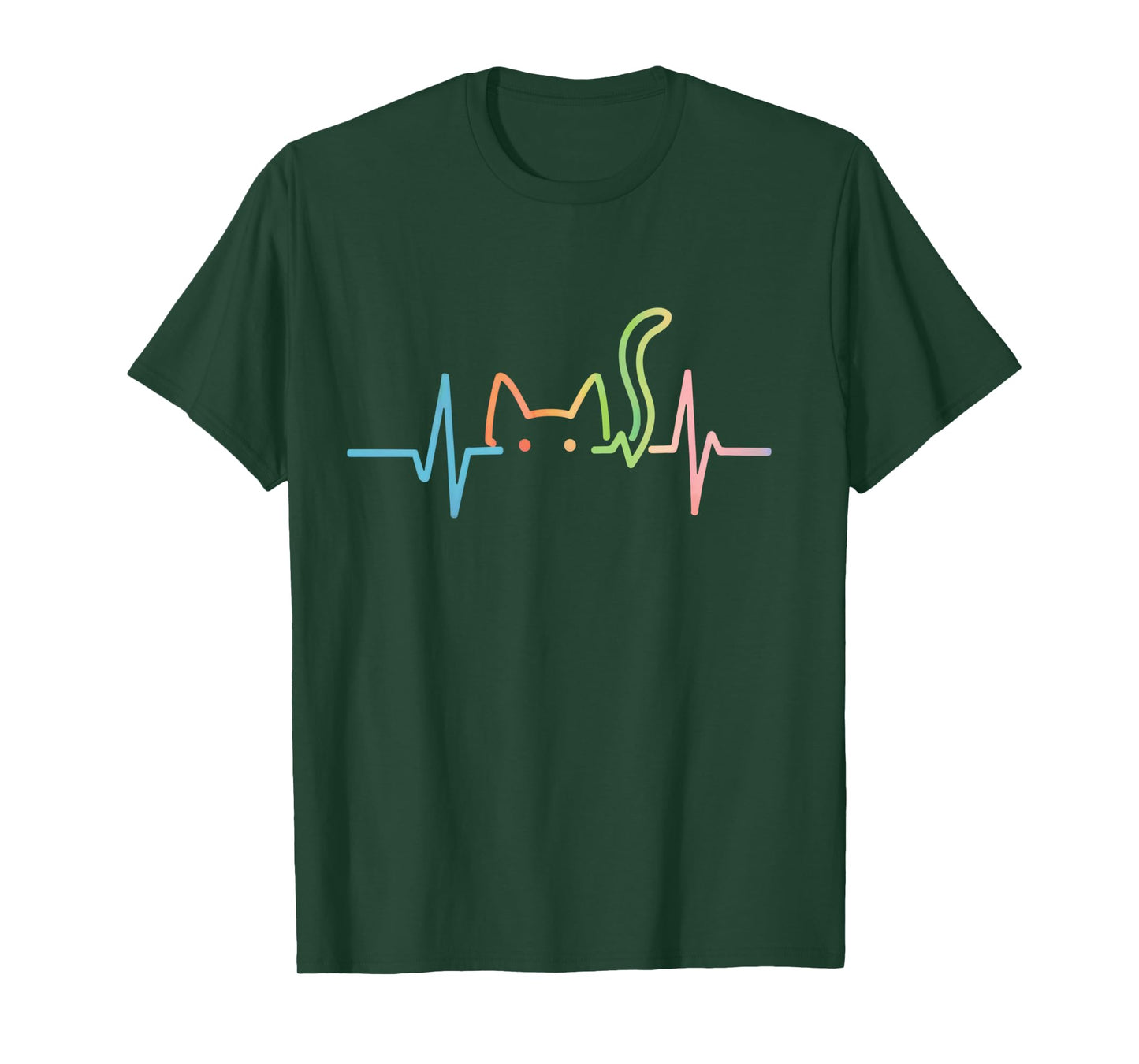 Heartbeat Cat Lover Animal Silhouette Cute Kitty Cat Long Sleeve T-Shirt
