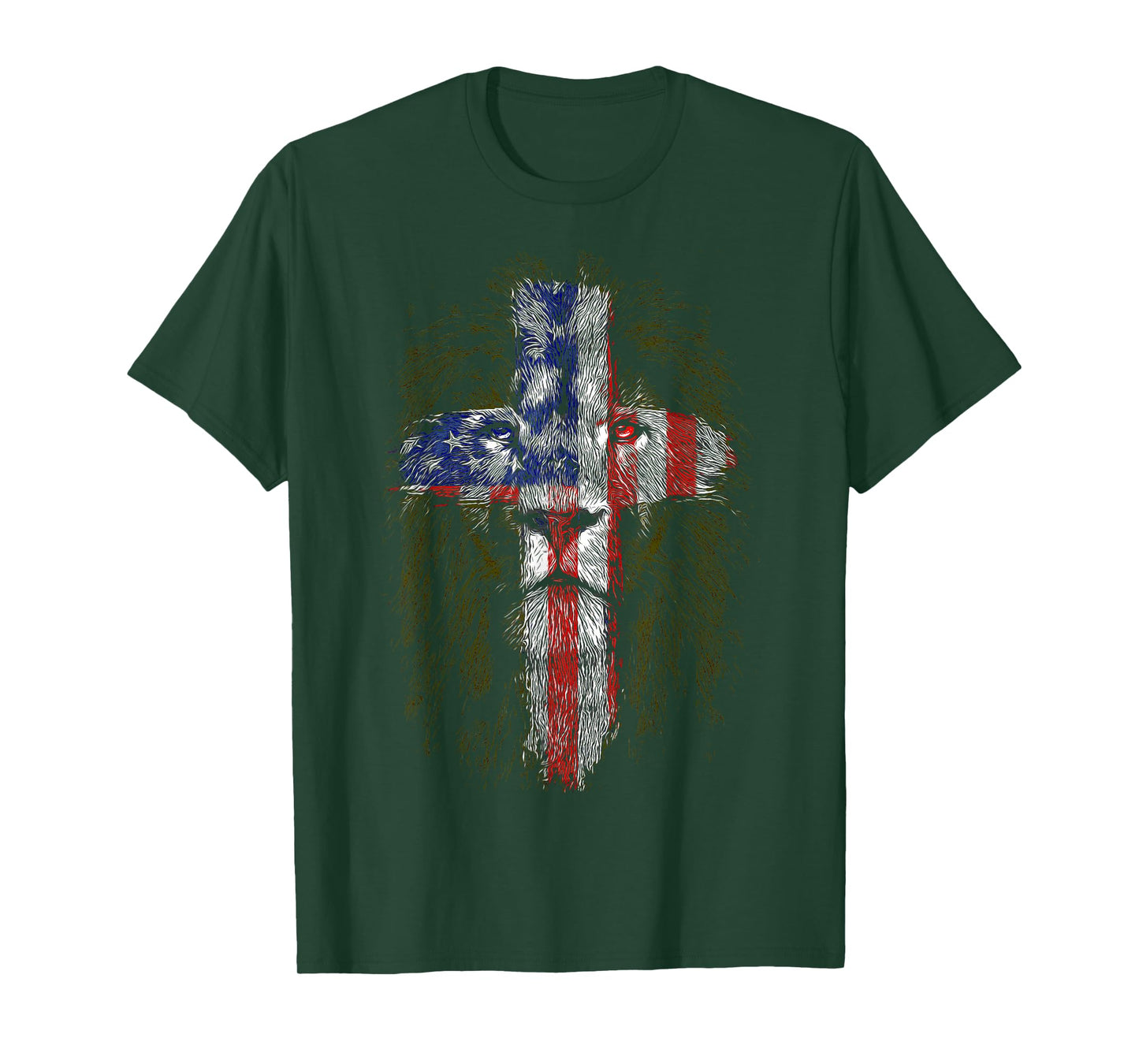 Lion Cross American Flag T-Shirt