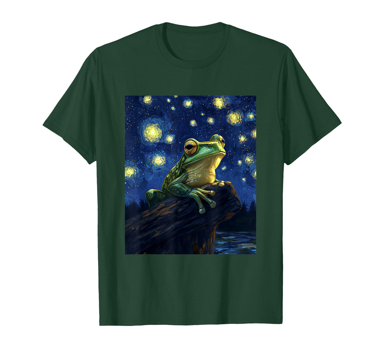 Funny Frog Graphic - Van Gogh Style - Starry Night T-Shirt