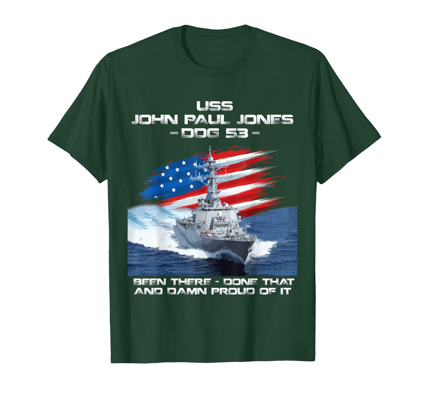 USS John Paul Jones DDG-53 Destroyer Ship USA Flag Veteran T-Shirt