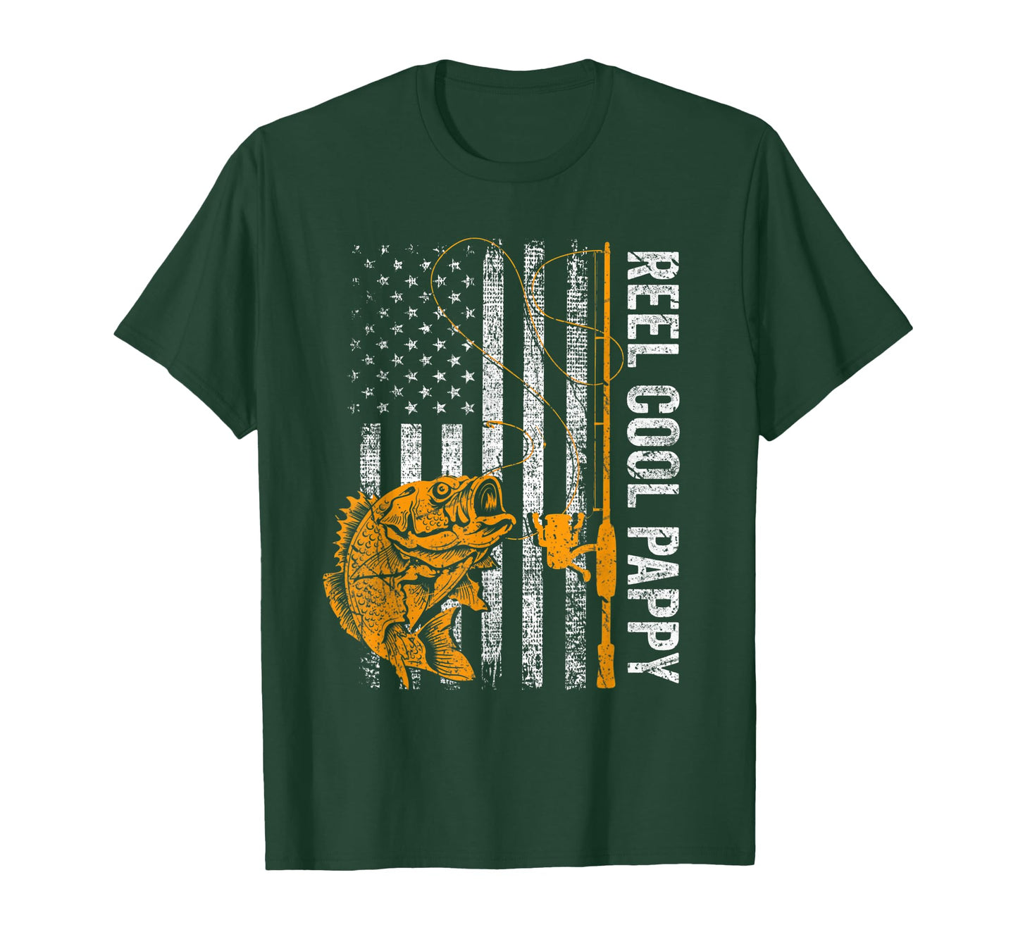 Reel Cool Pappy American Flag Fishing Fathers Day Men T-Shirt