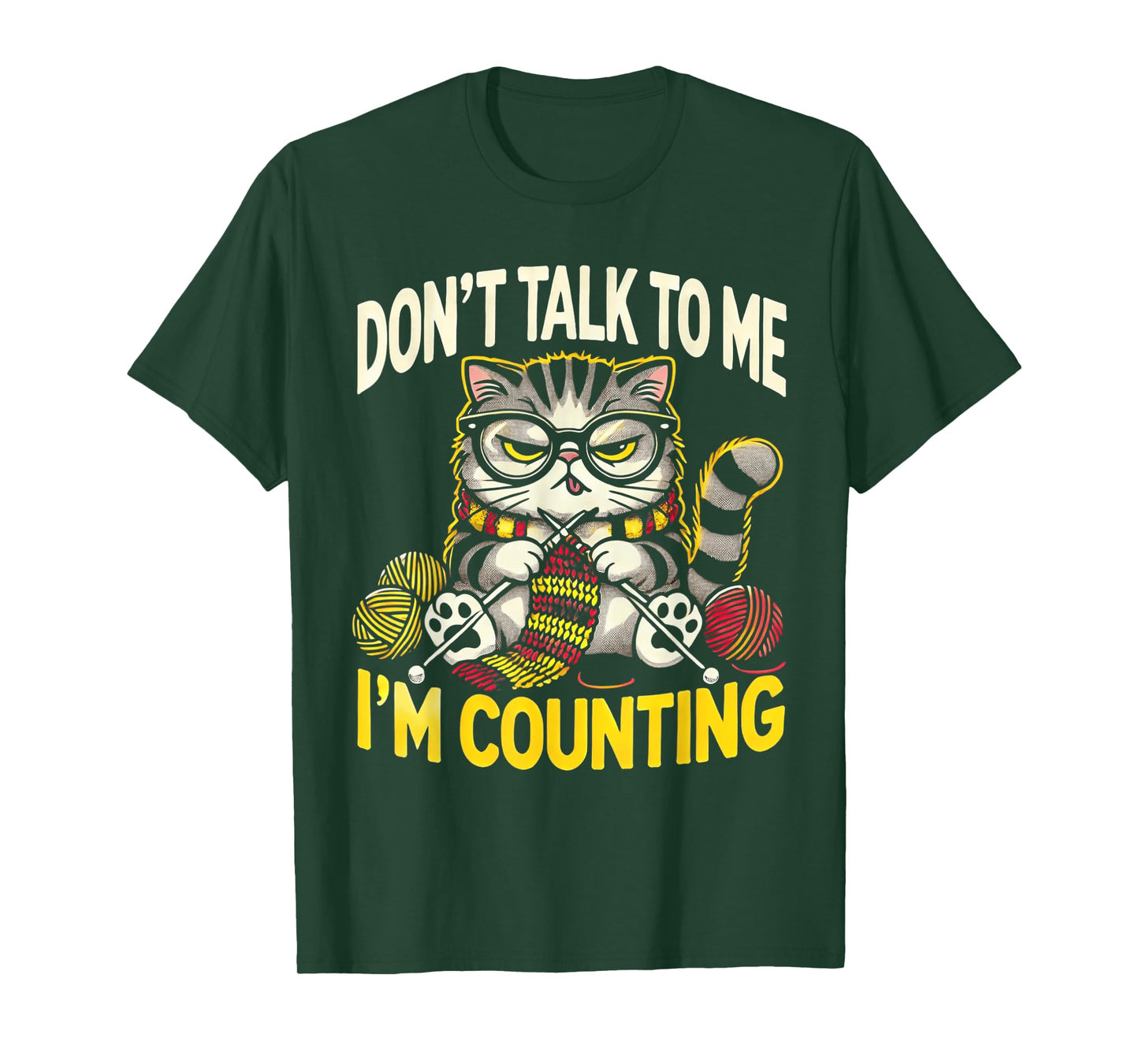 Don't Talk to Me I'm Counting Knitting Yarn Funny Cat T-Shirt