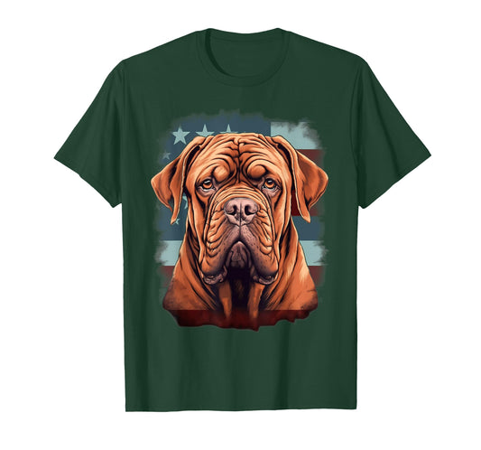 4th Of July US Flag French Mastiff Dog T-Shirt
