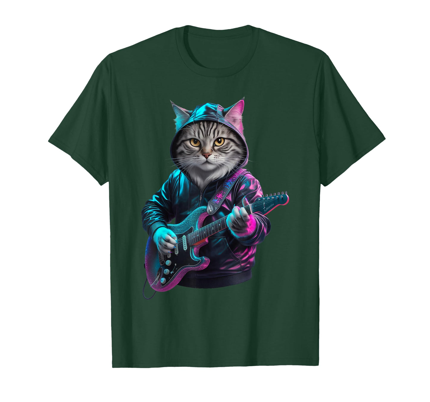 Cat Playing Guitar Rock and Roll Rock Star for Men Women Kid T-Shirt